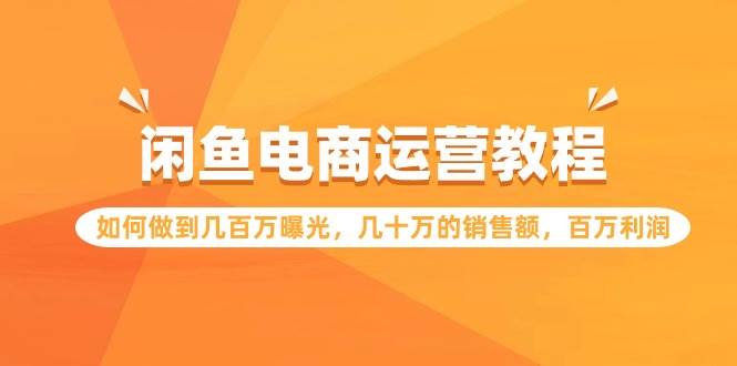 闲鱼电商运营教程：如何做到几百万曝光，几十万的销售额，百万利润-58轻创项目库