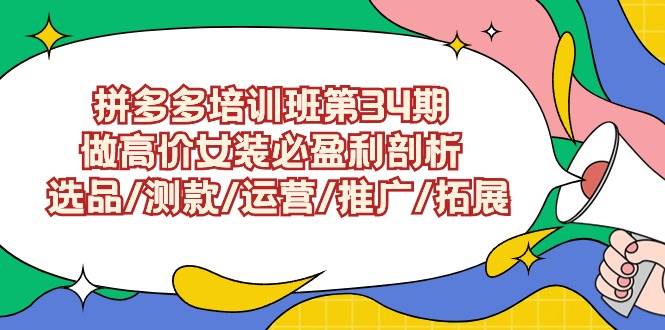 拼多多培训班第34期：做高价女装必盈利剖析  选品/测款/运营/推广/拓展-58轻创项目库