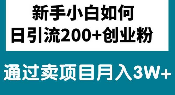 新手小白日引流200+创业粉,通过卖项目月入3W+-58轻创项目库