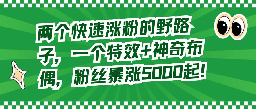 两个快速涨粉的野路子，一个特效+神奇布偶，粉丝暴涨5000起！-58轻创项目库