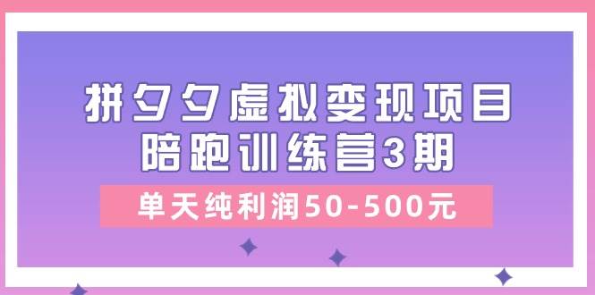 某收费培训《拼夕夕虚拟变现项目陪跑训练营3期》单天纯利润50-500元-58轻创项目库