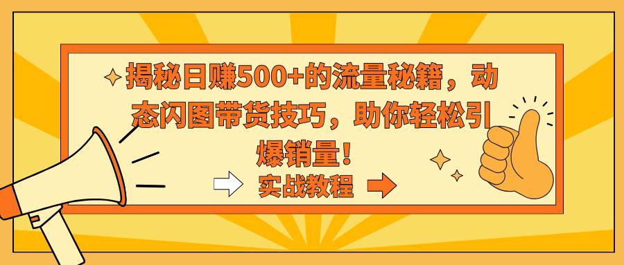 揭秘日赚500+的流量秘籍，动态闪图带货技巧，助你轻松引爆销量！-58轻创项目库