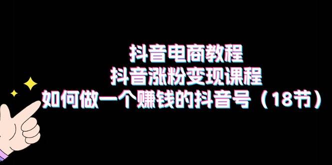 抖音电商教程：抖音涨粉变现课程：如何做一个赚钱的抖音号（18节）-58轻创项目库