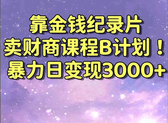 靠金钱纪录片卖财商课程B计划！暴力日变现3000+，喂饭式干货教程！-58轻创项目库