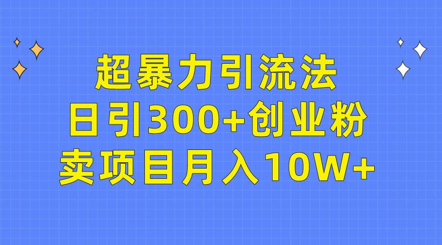 超暴力引流法，日引300+创业粉，卖项目月入10W+-58轻创项目库