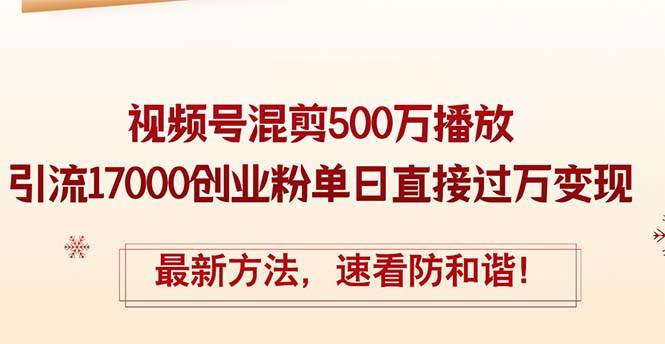 精华帖视频号混剪500万播放引流17000创业粉，单日直接过万变现，最新方…-58轻创项目库