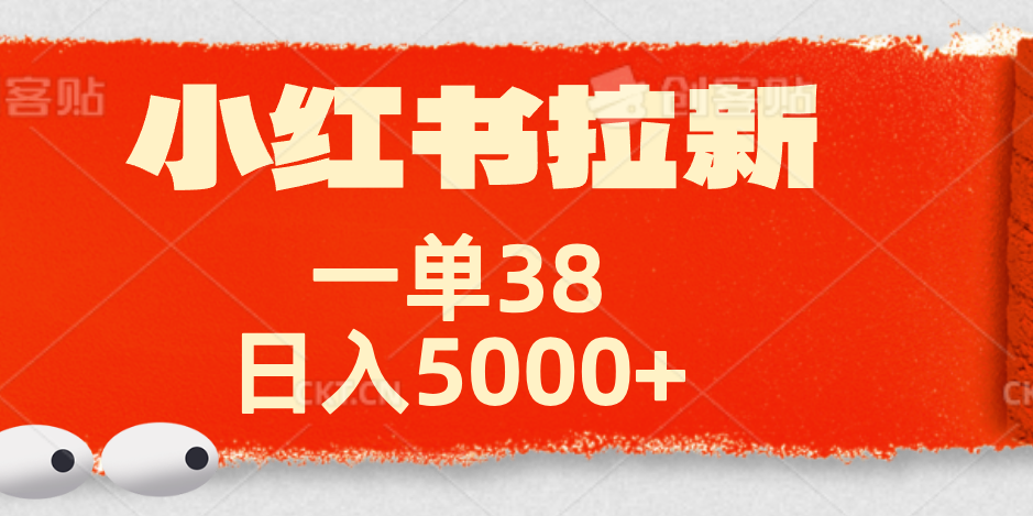 小红书拉新项目，一单38元！日入5000+【揭秘】-58轻创项目库