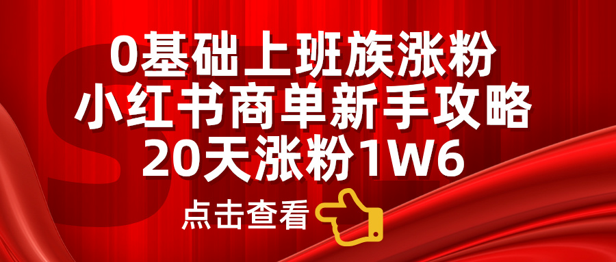 0基础上班族涨粉，小红书商单新手攻略，20天涨粉1.6w-58轻创项目库