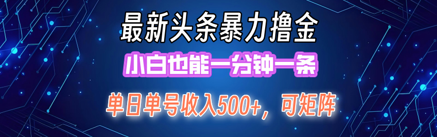 最新头条撸金，小白也能一分钟一条-58轻创项目库