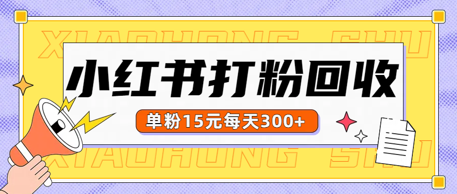 小红书打粉，单粉15元回收每天300+-58轻创项目库