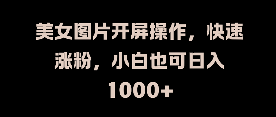 美女图片开屏操作，快速涨粉，小白也可日入1000+-58轻创项目库