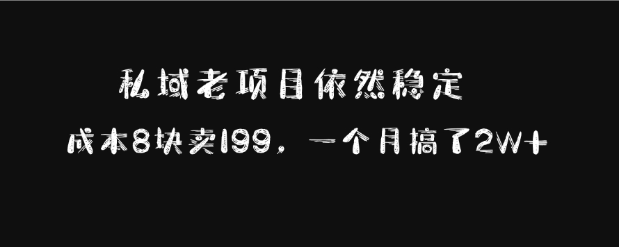 私域老项目依然稳定，成本8块卖199，一个月搞了2W+-58轻创项目库