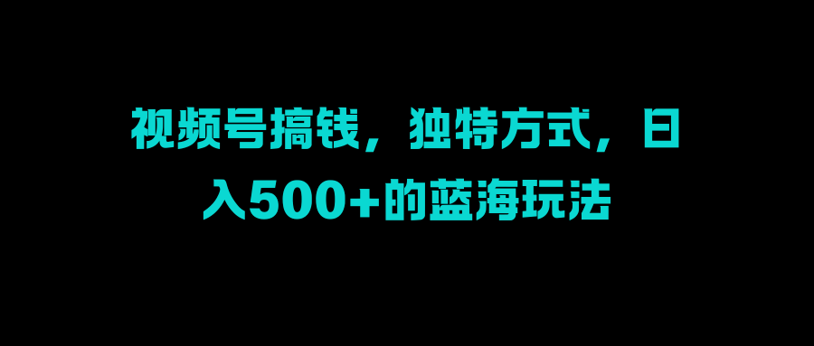 视频号搞钱，独特方式，日入500+的蓝海玩法-58轻创项目库