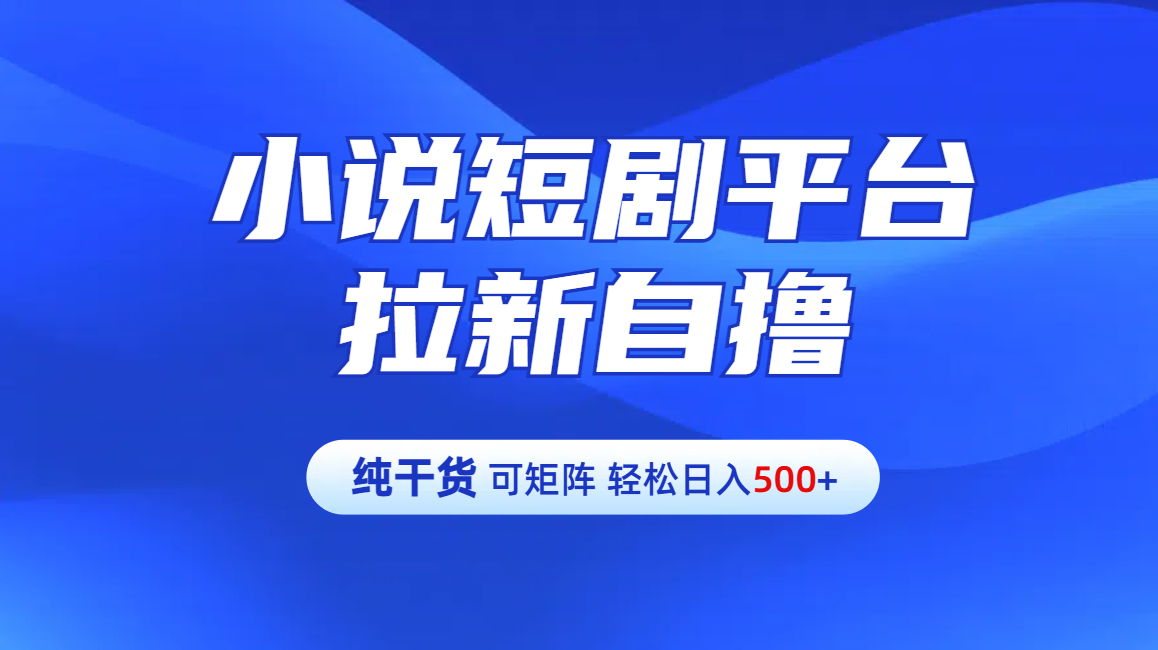 【纯干货】小说短剧平台拉新自撸玩法详解-单人轻松日入500+-58轻创项目库