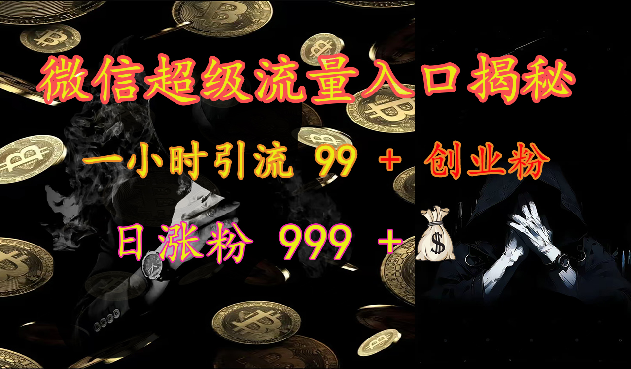 微信超级流量入口揭秘：一小时引流 99 + 创业粉，日涨粉 999 +【揭秘】-58轻创项目库