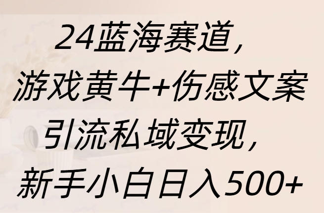 24蓝海赛道，游戏黄牛+伤感文案引流私域变现，新手日入500+-58轻创项目库