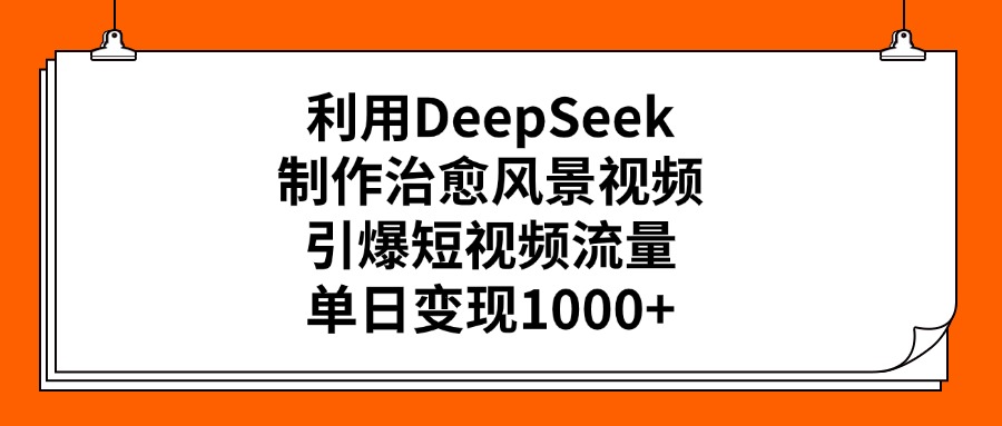 利用DeepSeek制作治愈风景视频，引爆短视频流量，单日变现1000+-58轻创项目库