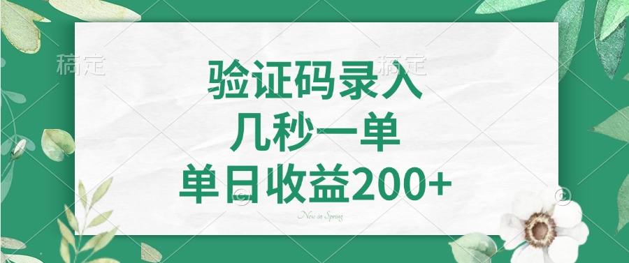 验证码录入，几秒一单，单日收益200+-58轻创项目库